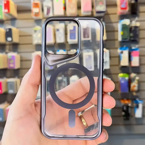 Capinha transparente com borda grafite para iPhone